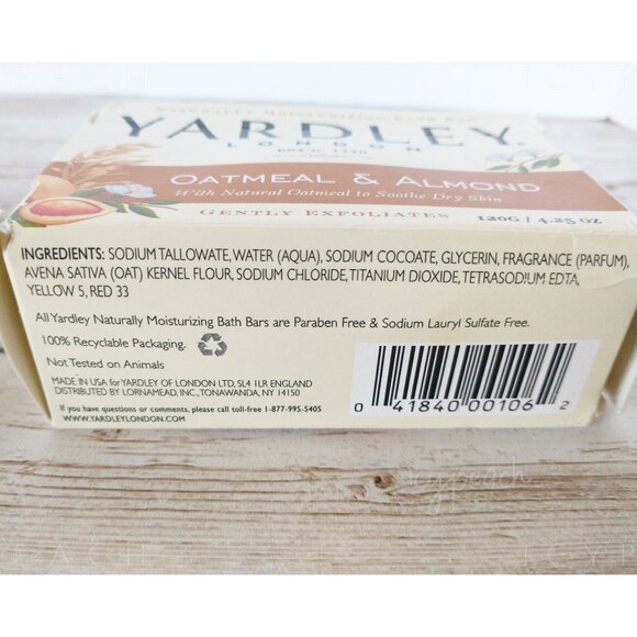 Yardley London Bar Soap Set of 2 New 4.25oz each Oatmeal & Almond, Cocoa Butter - Picture 6 of 8